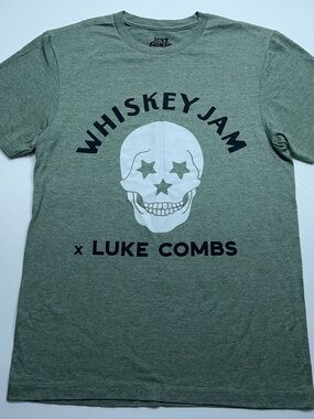 Luke Combs Whiskey Jam Tour T-Shirt Mens Size Small Green Bootleggers Tailgate